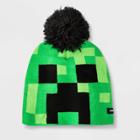 Boys' Minecraft Creeper Pom Beanie - Green/black One Size, Boy's, Black Green