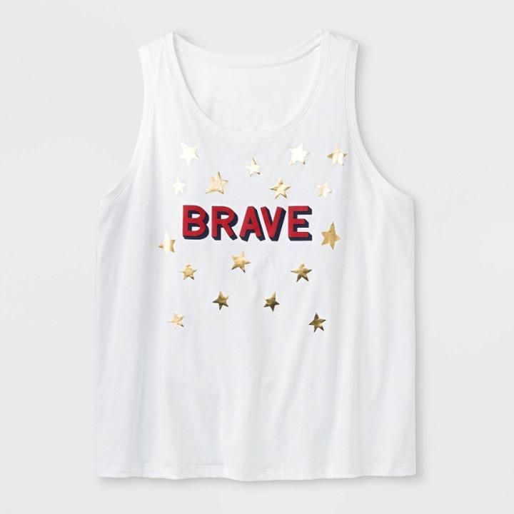 Shinsung Tongsang Women's Plus Size Brave Americana Tank - Eco White