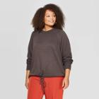 Women's Plus Size Long Sleeve Mock Turtleneck Pullover - A New Day Asphalt Gray
