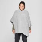 Women's Plus Size Rib Mix Poncho Sweater - Universal Thread Gray