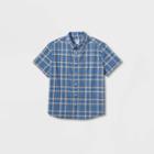 Men's Short Sleeve Adaptive Button-down Shirt - Goodfellow & Co Sky Blue/plaid