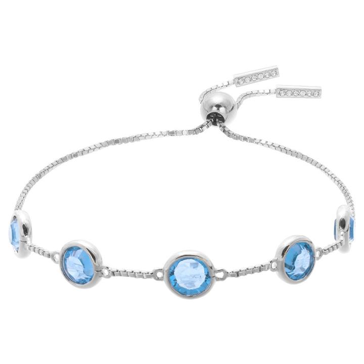Target Adjustable Bracelet With Crystals From Swarovski In Silver Plate - Blue/gray