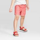 Toddler Boys' Broadcloth Chambray Pull-on Shorts - Cat & Jack Red