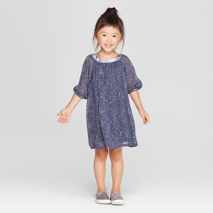 Toddler Girls' Constellation Dress - Genuine Kids From Oshkosh Metallic Blue