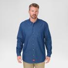 Dickies Men's Big & Tall Relaxed Fit Denim Long Sleeve Button-down Shirt- Stone Washed