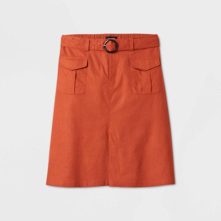 Women's Plus Size Mid-rise Utility Midi Skirt - Who What Wear Brown