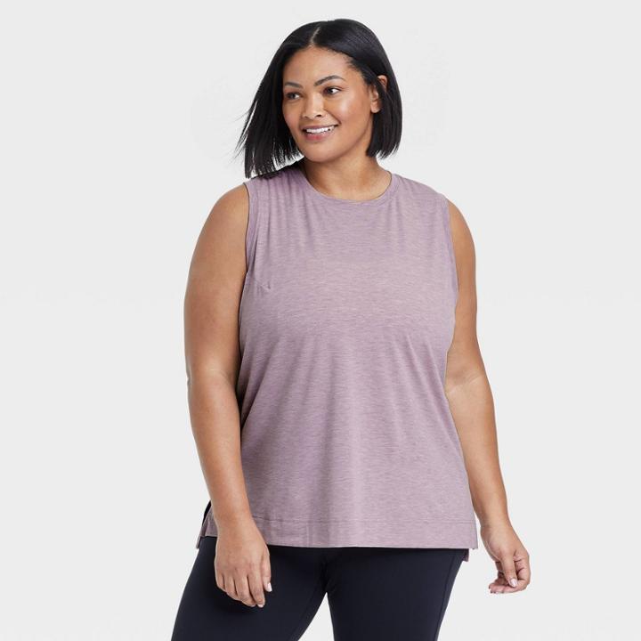 Women's Plus Size Active Muscle Tank Top - All In Motion Lilac Purple