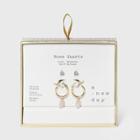 Silver Plated Rose Quartz And Cubic Zirconia Coin Hoop Duo Earing Set - A New Day Pink