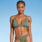 Juniors' Pique Crochet Trim Triangle Bikini Top - Xhilaration Sage Green D/dd Cup
