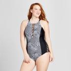 Costa Del Sol Women's Plus Size Strappy One Piece - Black/white X