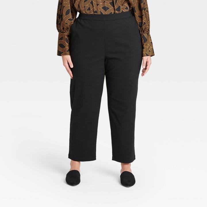 Women's Plus Size Modern Pull-on Skinny Ankle Length Trousers - Who What Wear Black