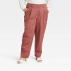 Women's Plus Size High-rise Pleat Front Tapered Chino Pants - A New Day Red