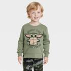 Toddler Boys' Star Wars Baby Yoda Pullover Sweatshirt - Olive Green
