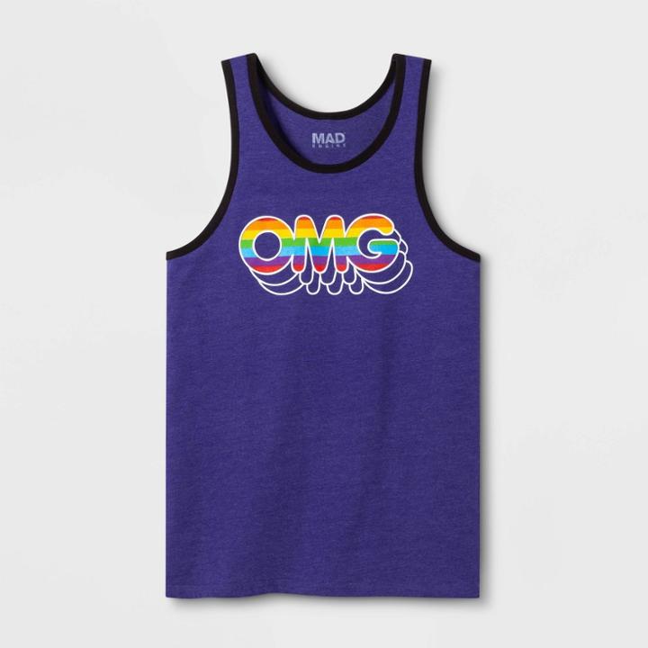 Mad Engine Pride Adult Omg Tank Top - Purple Heather M, Adult Unisex, Black Purple