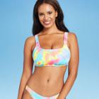 Juniors' Ribbed Square Neck Bralette Bikini Top - Xhilaration Tie-dye D/dd Cup