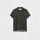 Men's Stretch Woven Golf Polo Shirt - All In Motion Green Palm Print