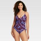 Beach Betty By Miracle Brands Beach Betty Women's Slimming Control Strappy Back One Piece Purple Floral -