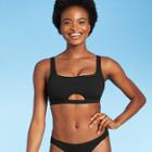 Juniors' Ribbed Front Cut Out Bralette Bikini Top - Xhilaration Black D/dd Cup