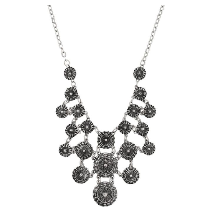Distributed By Target Women's Necklace Statement With Multi Textured Round Coin Castings -