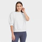 Women's 3/4 Sleeve Quilted Pullover Sweatshirt - A New Day White