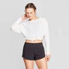 Women's Cropped Long Sleeve Mesh T- Shirt - Joylab White