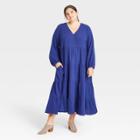 Women's Plus Size Balloon Long Sleeve Tiered Dress - Universal Thread Blue