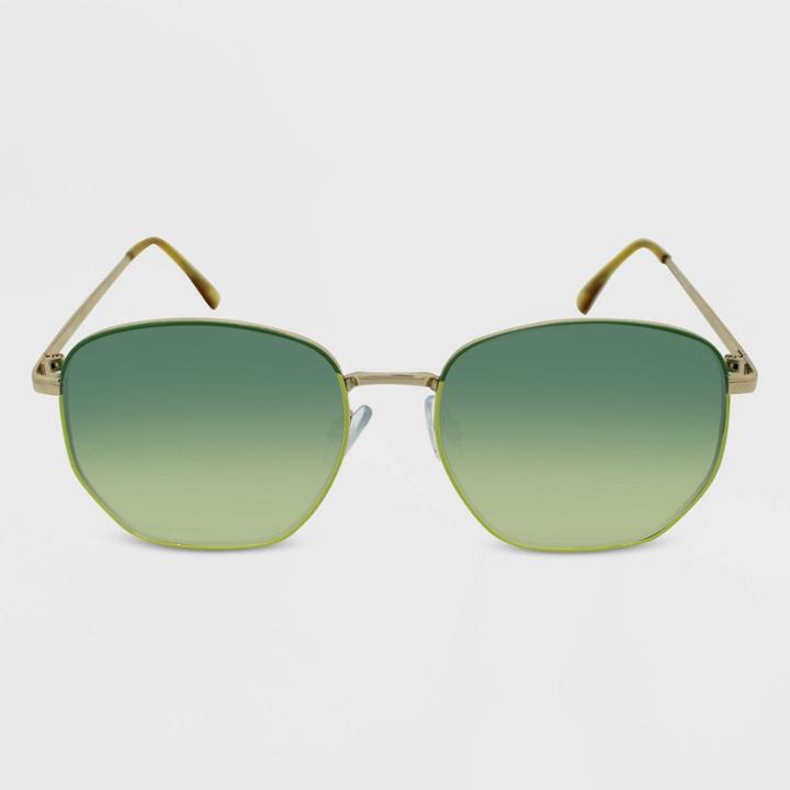 Women's Metal Geo Sunglasses - Wild Fable Green