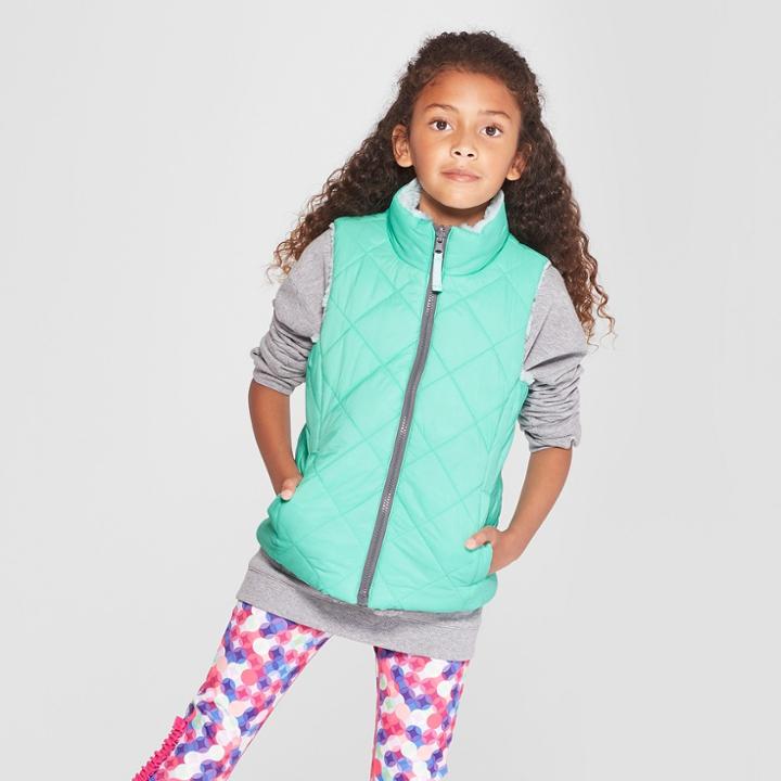 Girls' Reversible Puffer Vest - Cat & Jack Aqua