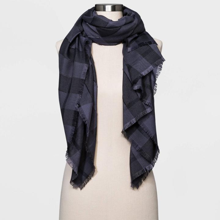 Women's Textured Check Wrap Scarf - Universal Thread Black