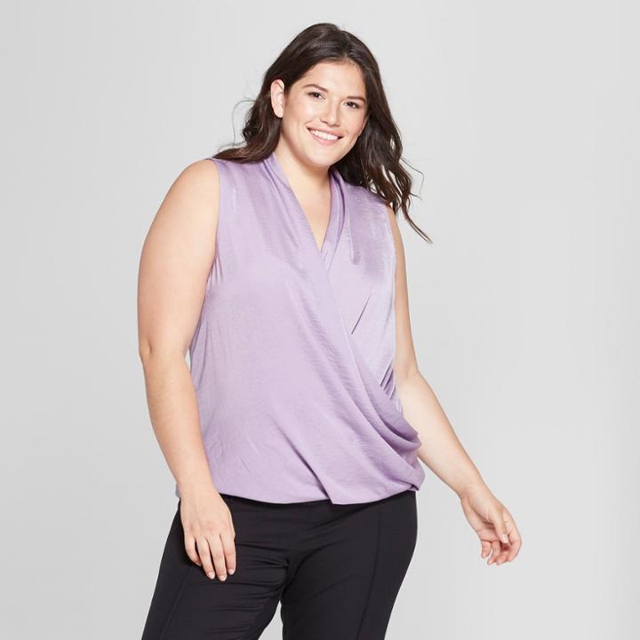 Women's Plus Size V-neck Tank - A New Day Lavender