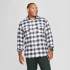 Men's Big & Tall Checkered Standard Fit Long Sleeve Flannel Button-down Shirt - Goodfellow & Co White