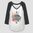 Fifth Sun Women's Disney Princess 3/4 Sleeve Watercooler Mermaid Raglan T-shirt - (juniors') White/black