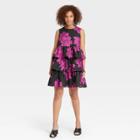 Women's Floral Print Sleeveless Multi Tiered Dress - Who What Wear Black