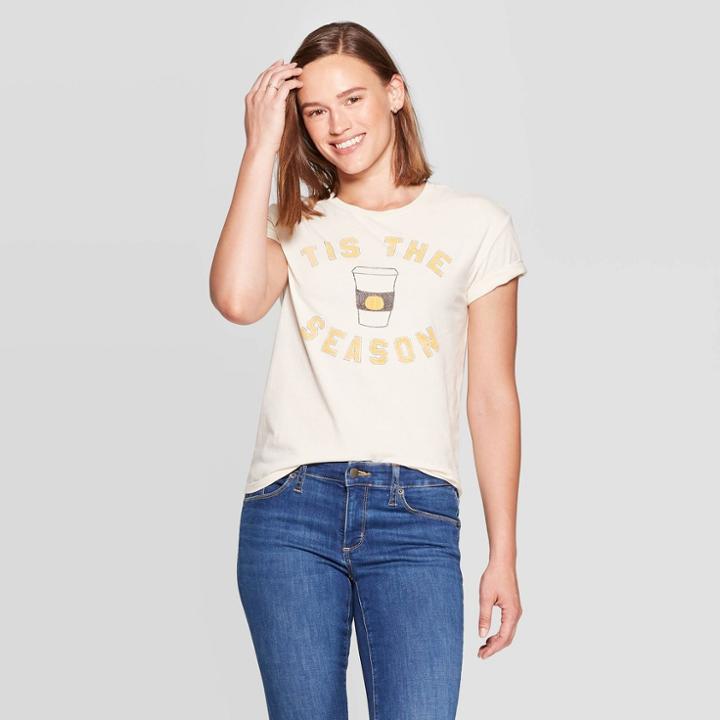 Petitewomen's Tis The Season Pumpkin Spice Short Sleeve T-shirt - Fifth Sun (juniors') - Off White