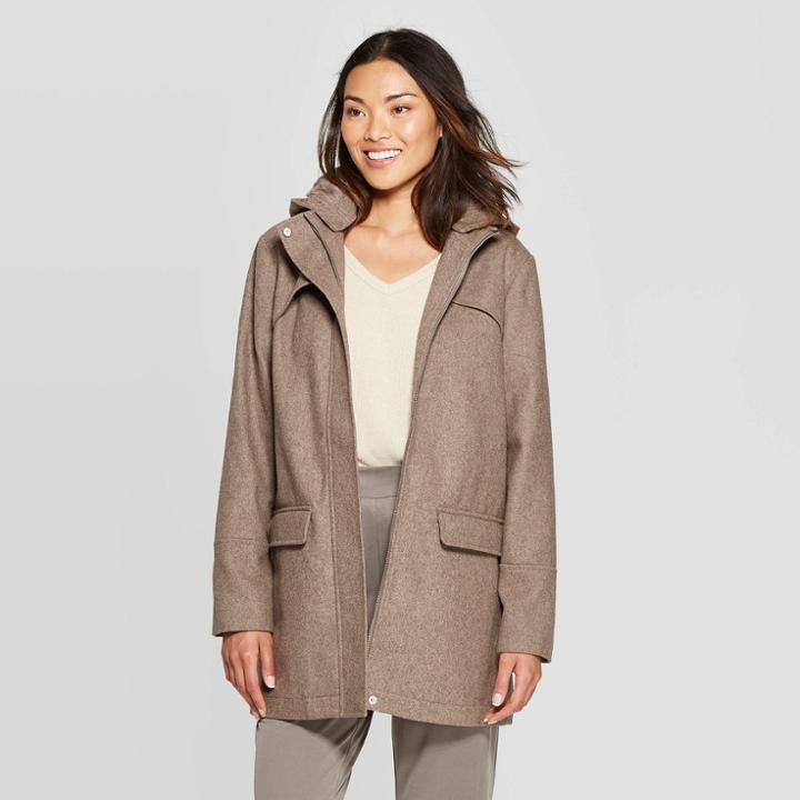 Women's Wool Duffel Coat - A New Day Tan M,