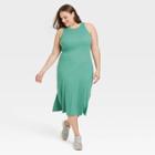 Women's Plus Size Sleeveless Rib Knit Dress - A New Day Teal