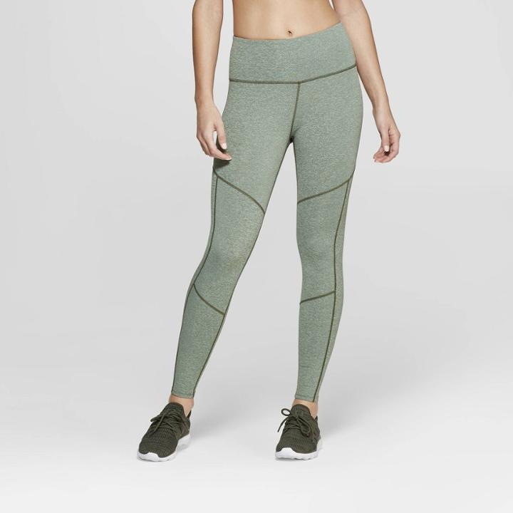 Target Women's Performance High-waisted 7/8 Mini Striped Leggings - Joylab Olive Green Heather