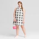 Women's Plus Size Gingham Sleeveless Split Neck Sundress- Ava & Viv Black