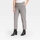 Women's Plaid High-rise Slim Ankle Pants - A New Day Gray