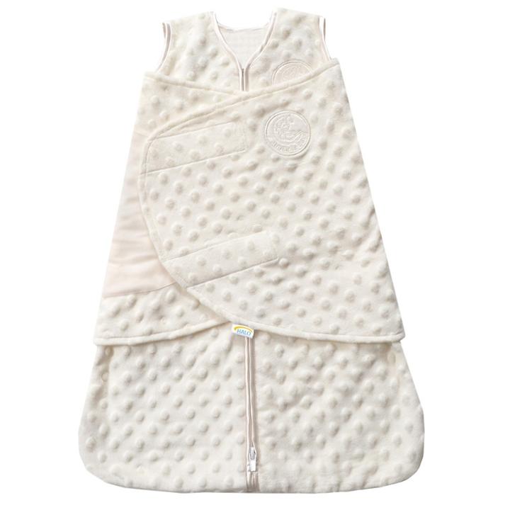 Halo Innovations Halo Sleepsack Swaddle Wrap Plushy Dot Velboa - Cream Newborn, Ivory