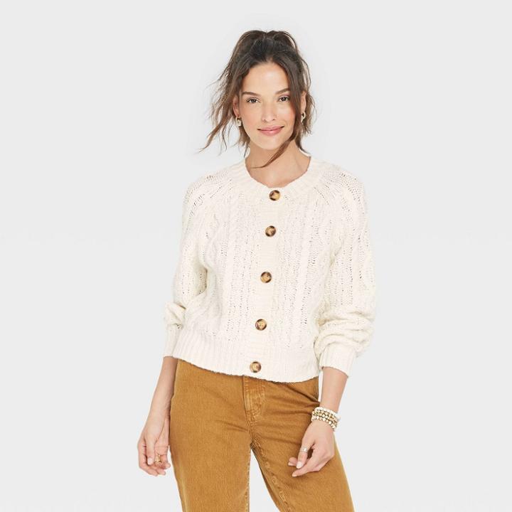 Women's Button-front Cardigan - Universal Thread Cream