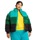 Women's Plus Size Color Block Puffer Jacket - Lego Collection X Target Teal/green/black