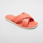 Women's Daisy Crossband Slide Sandals - A New Day Coral