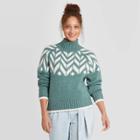 Women's Fair Isle Turtleneck Pullover Sweater - A New Day Blue