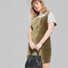 Women's Plus Size Sleeveless Knit Corduroy Zipper Front Dress - Wild Fable Green