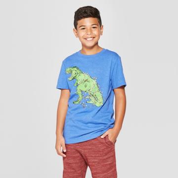 Boys' Christmas Dino Short Sleeve Graphic T-shirt - Cat & Jack Blue