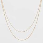 14k Gold Plated Twist And Figaro Chain Faux Duo Necklace - A New Day Gold