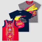 Petitetoddler Boys' Disney Cars Lightning Mcqueen 3pk Short Sleeve T-shirts - Red/gray/navy 5t, Boy's,