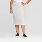 Women's Plus Size Rib Knit Skirt - A New Day Light Gray Heather