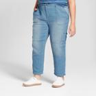 Women's Plus Size Cropped Relaxed Denim Pants - Universal Thread Light Wash